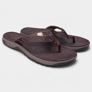 Merrell Tortuga Brown Leather Flip Flops Mens 14
